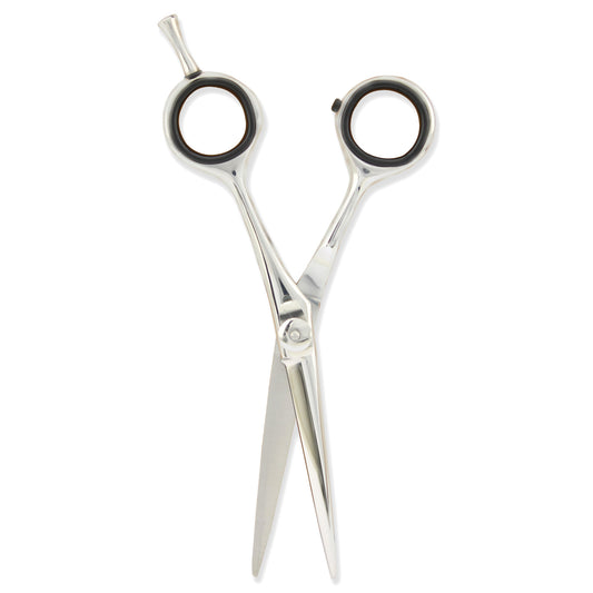 Silver 5.5” Hairdressing Razor Scissors with Black Grip