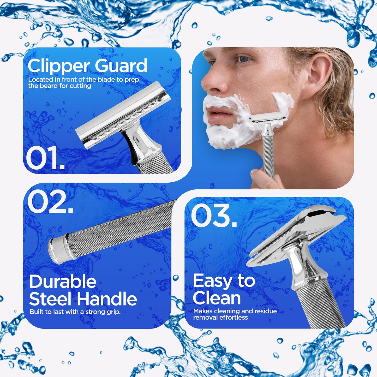 Double Edge Razor Stainless Steel Lines - HARYALI LONDON