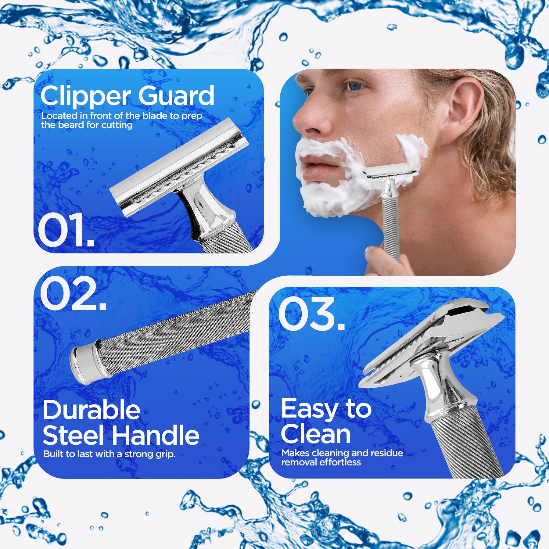 Double Edge Razor Stainless Steel Lines - HARYALI LONDON
