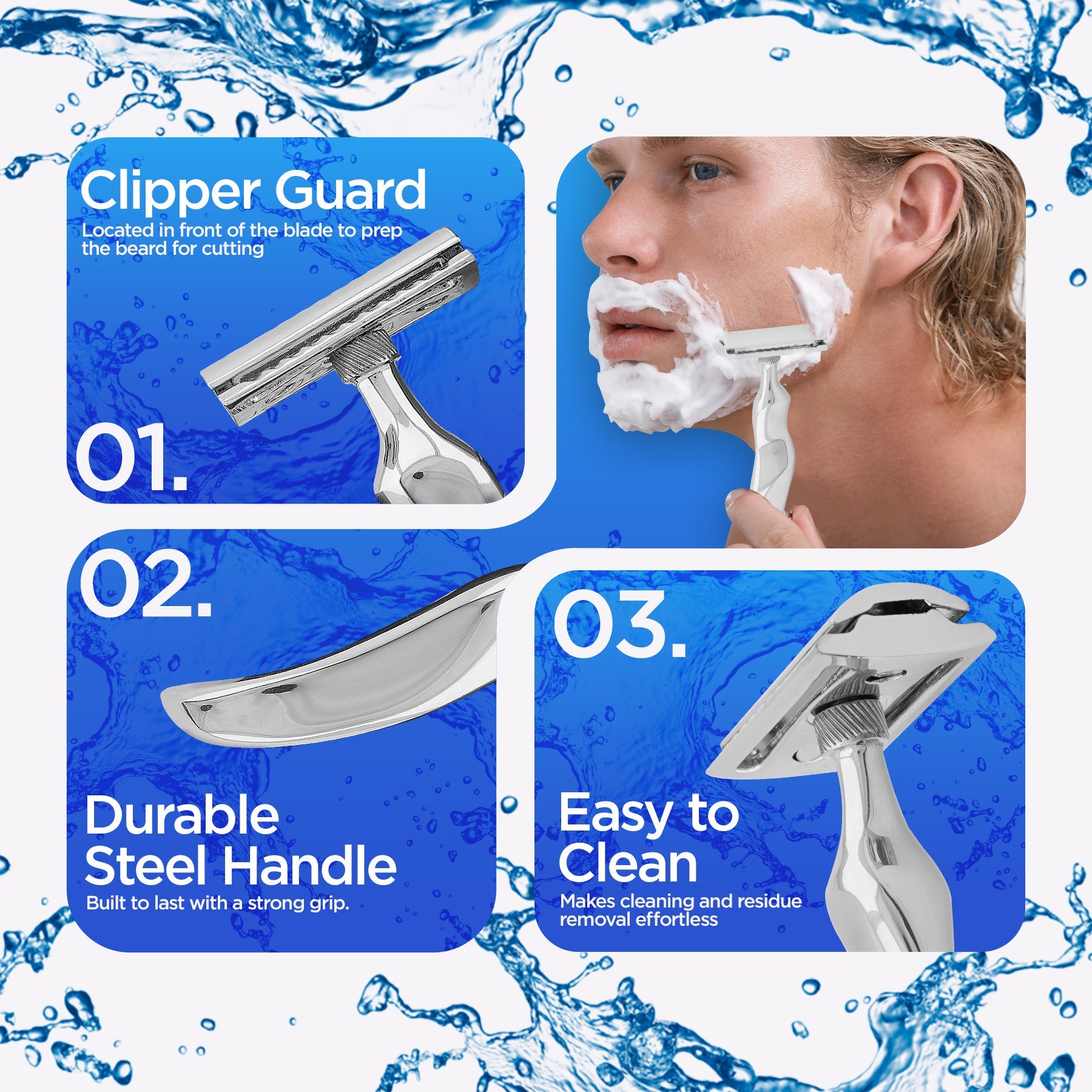 Double Edge Razor Stainless Steel Wavy - HARYALI LONDON