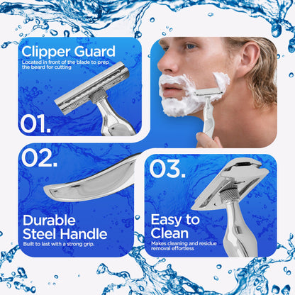 Double Edge Razor Stainless Steel Wavy - HARYALI LONDON