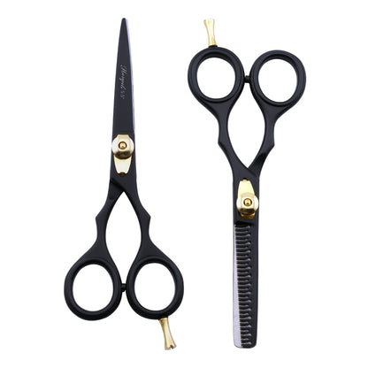 Black 5.5” Hairdressing Scissors Set with Adjustable Screws