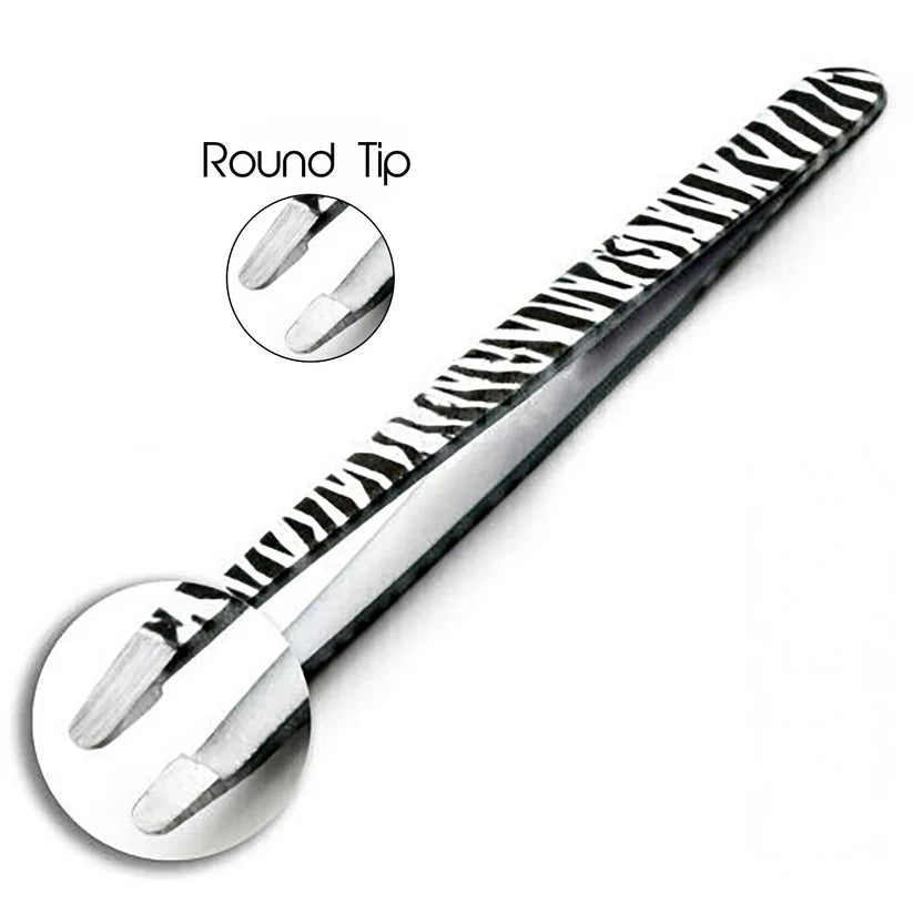 Zebra-Printed 6-Piece Tweezers Set for Expert Hair Removal