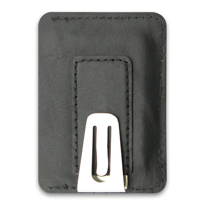 Card Holder in Black Plain and Textured Leather Horizontal