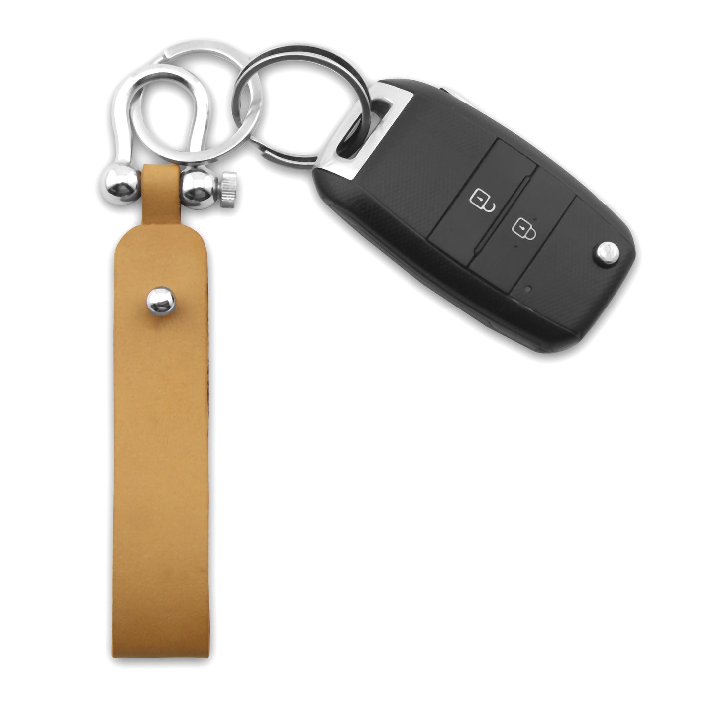 Keychain Leather Gatsby in Textured Black, Plain Black & Camel