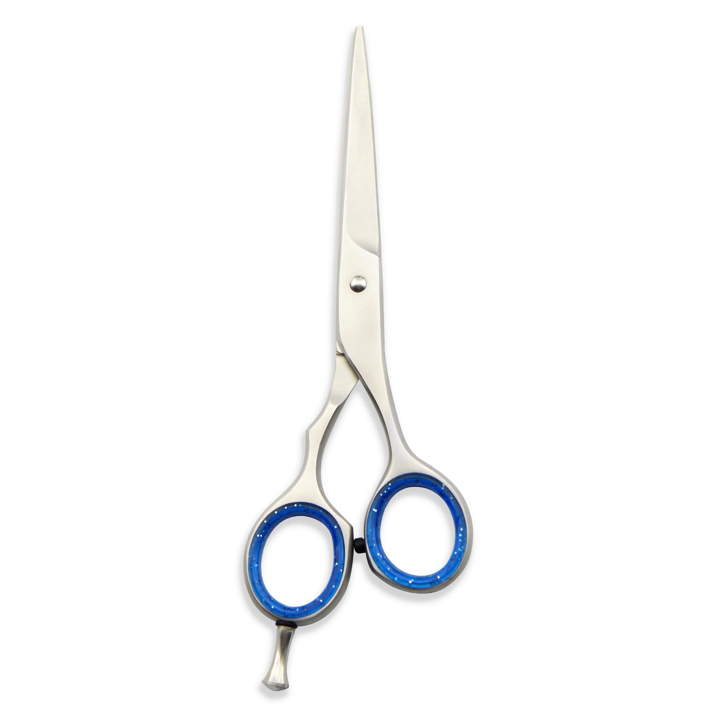 Silver Hairdressing Razor Scissors with Blue Grip 5.5 Inch