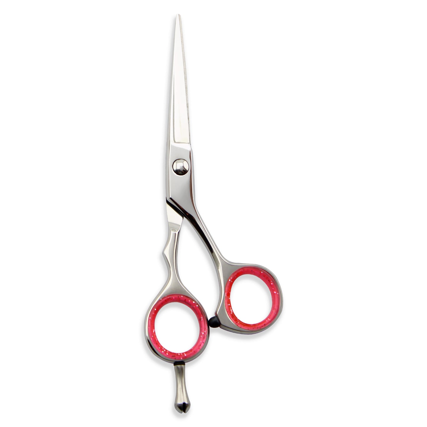 Silver Red Grip 5.5” Hairdressing Razor Scissors with Adjustable Screw