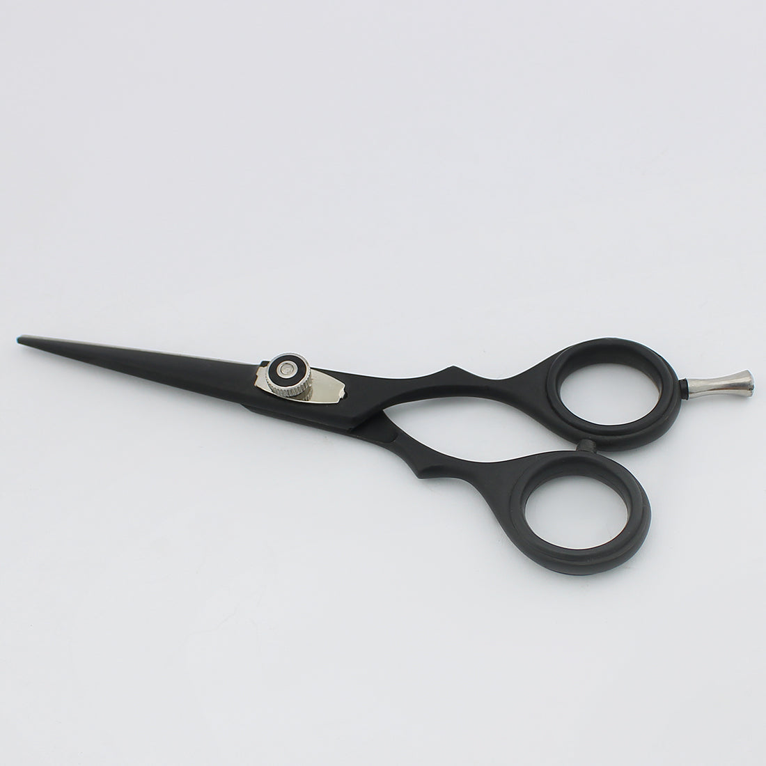 Premium 5.5-inch black hairdressing scissor with adjustable screws and closed blades for effortless professional hair cutting