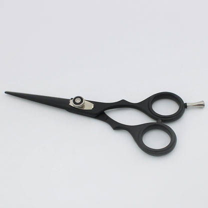Premium 5.5-inch black hairdressing scissor with adjustable screws and closed blades for effortless professional hair cutting