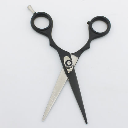 5.5-inch professional black hairdressing scissor with open blades for precise and smooth hair cutting