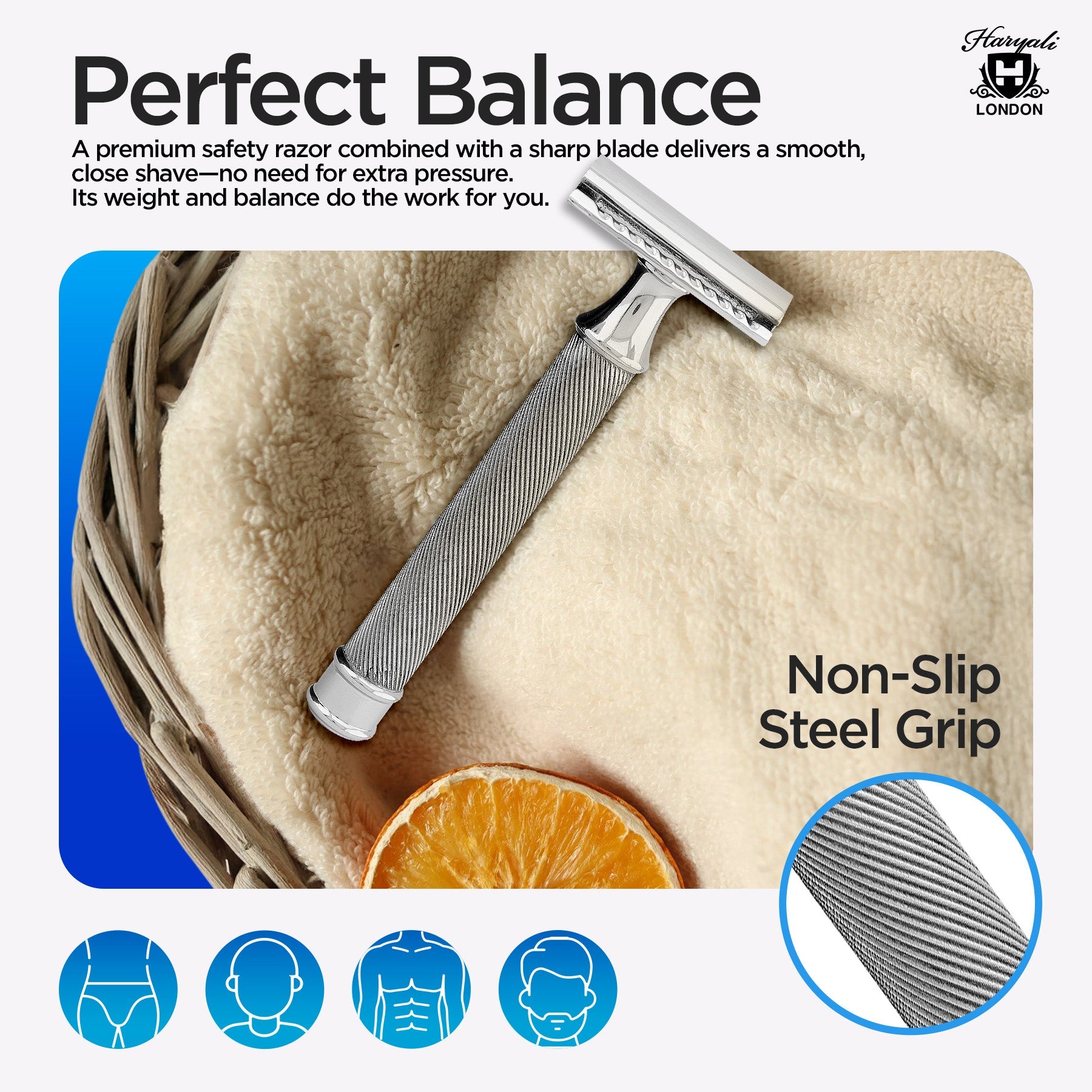 Double Edge Razor Stainless Steel Lines - HARYALI LONDON