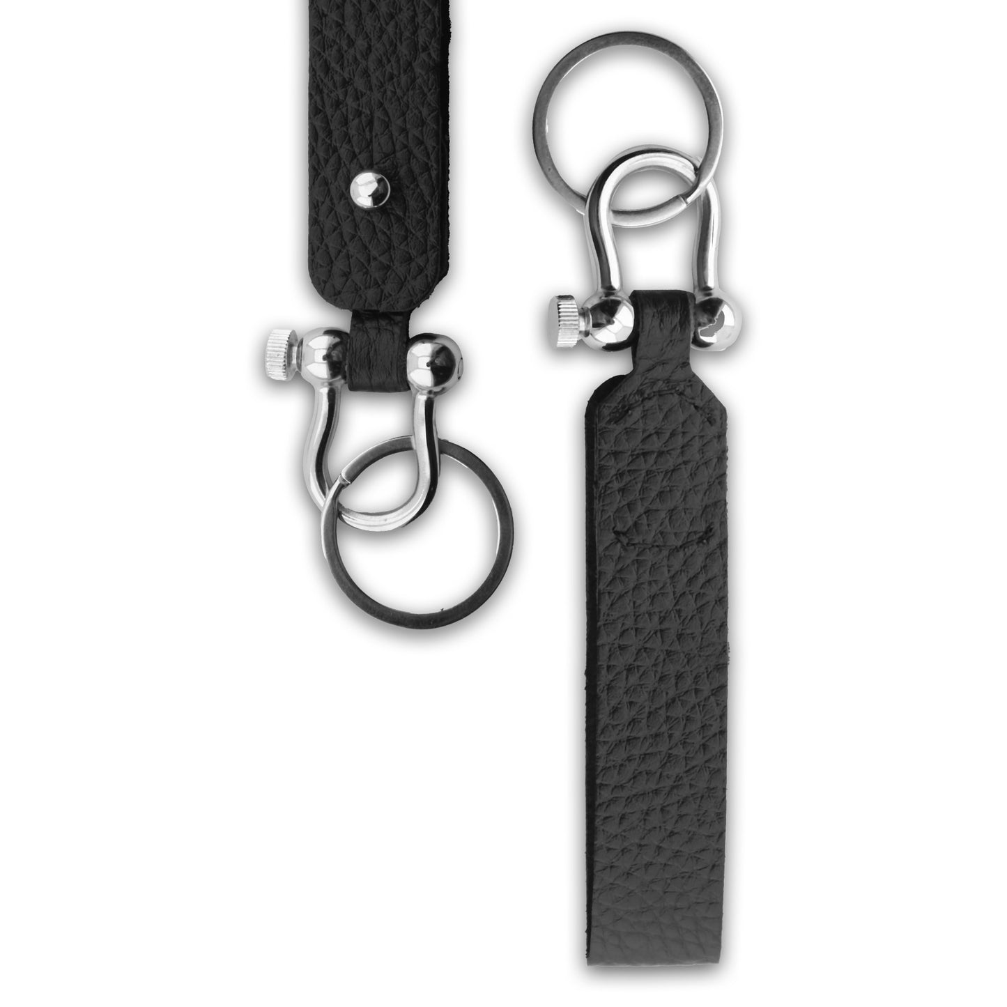 Keychain Leather Gatsby in Textured Black, Plain Black & Camel