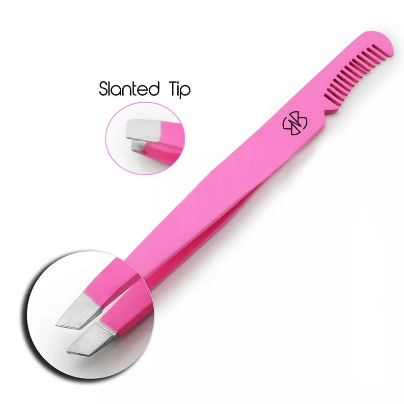 Pink 6-Piece Tweezers Set for Eyebrow and Facial Grooming