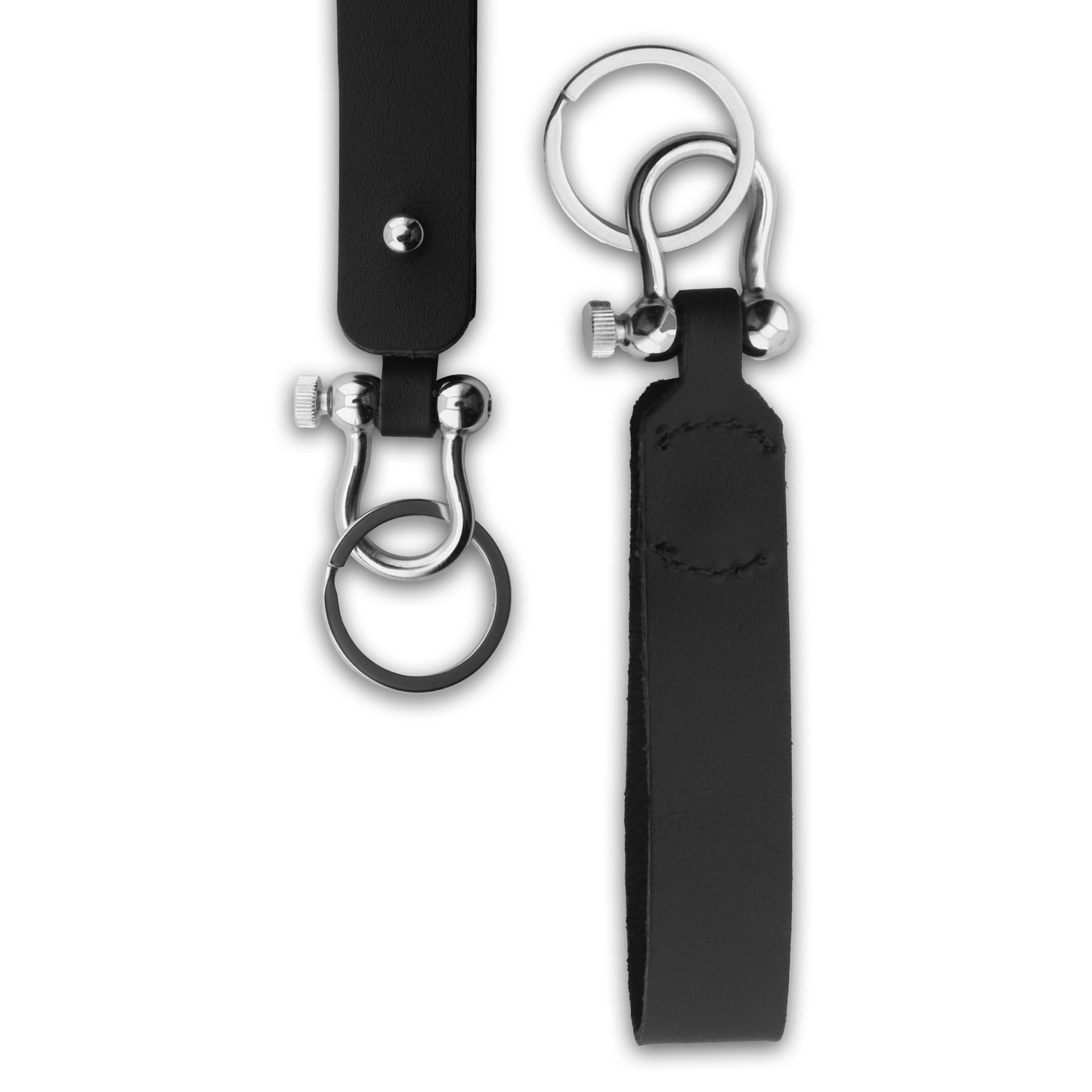Keychain Leather Gatsby in Textured Black, Plain Black & Camel