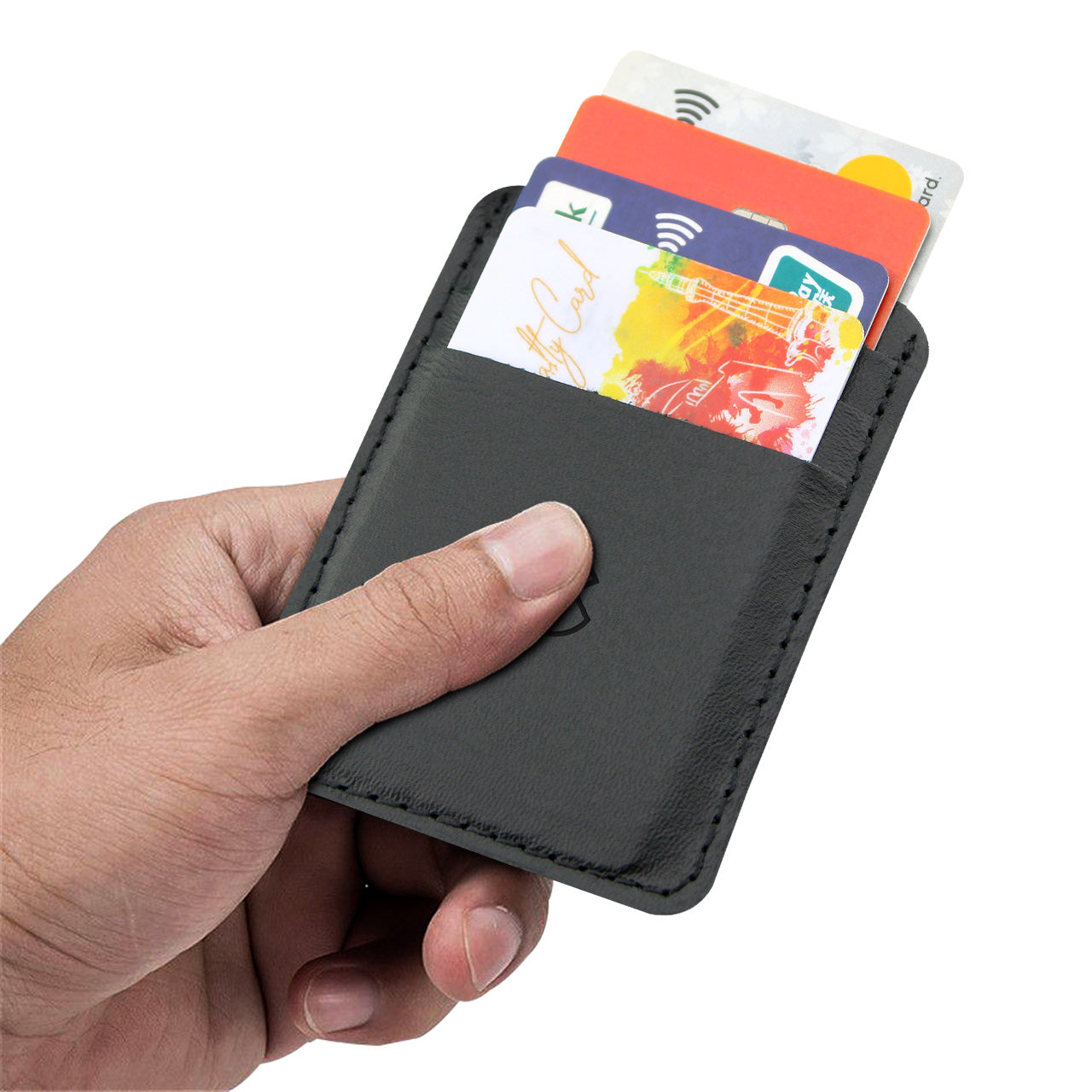Card Holder Leather in Plain Black and Textured Black