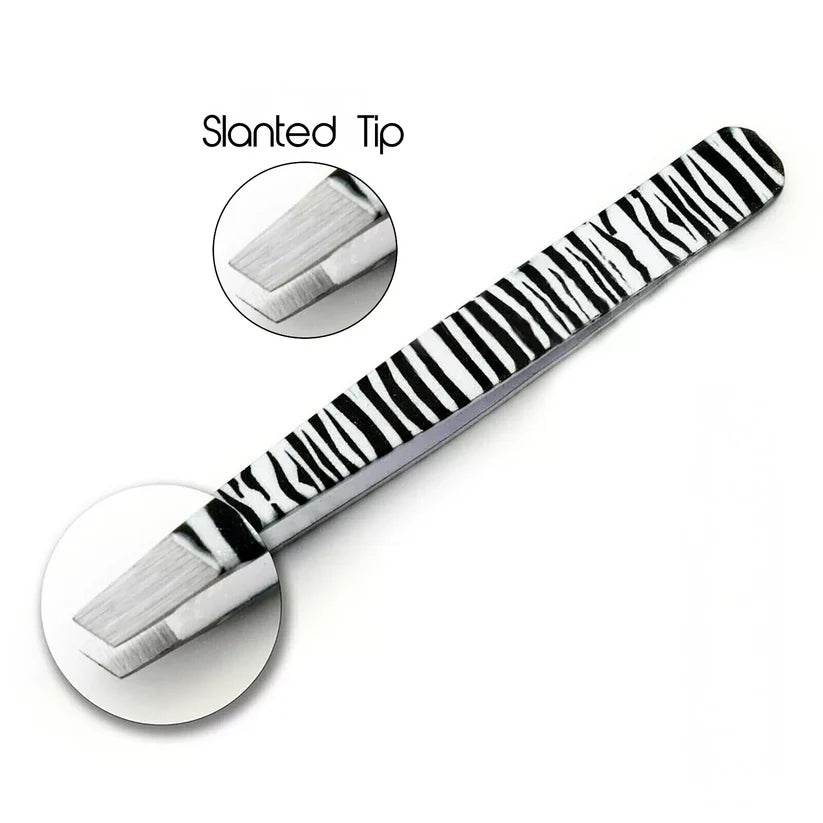 Zebra-Printed 6-Piece Tweezers Set for Expert Hair Removal