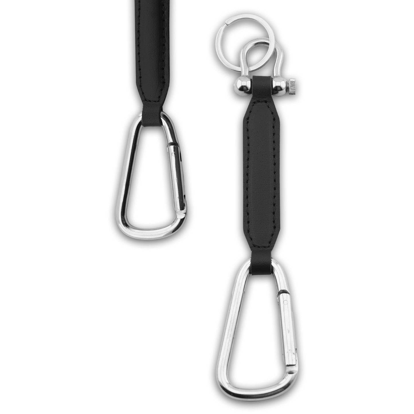 Keychain Leather Louvre in Plain Camel, Black Textured Black