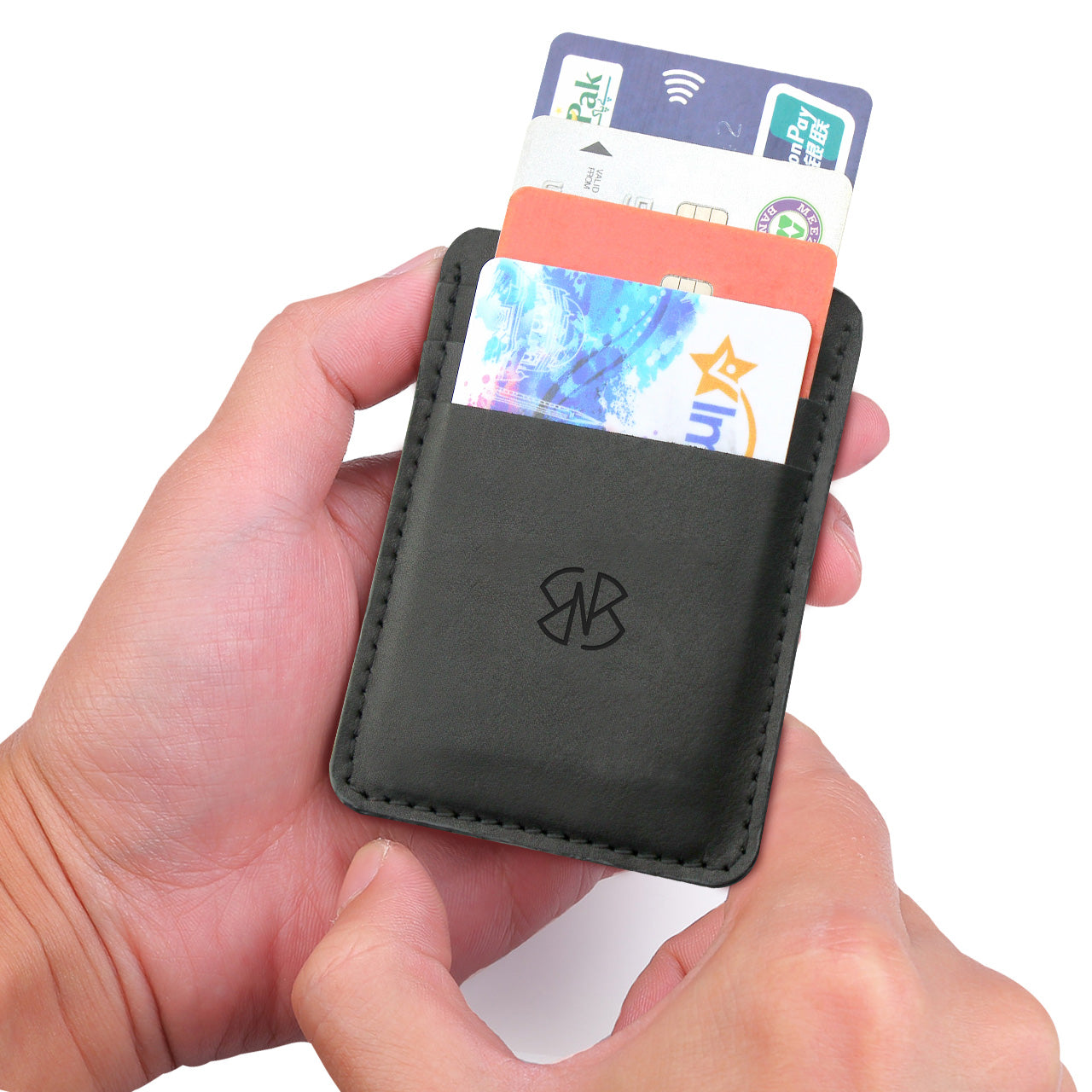 Card Holder Leather in Plain Black and Textured Black
