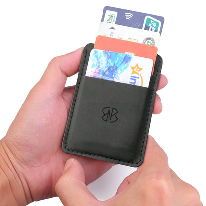 Card Holder Leather in Plain Black and Textured Black