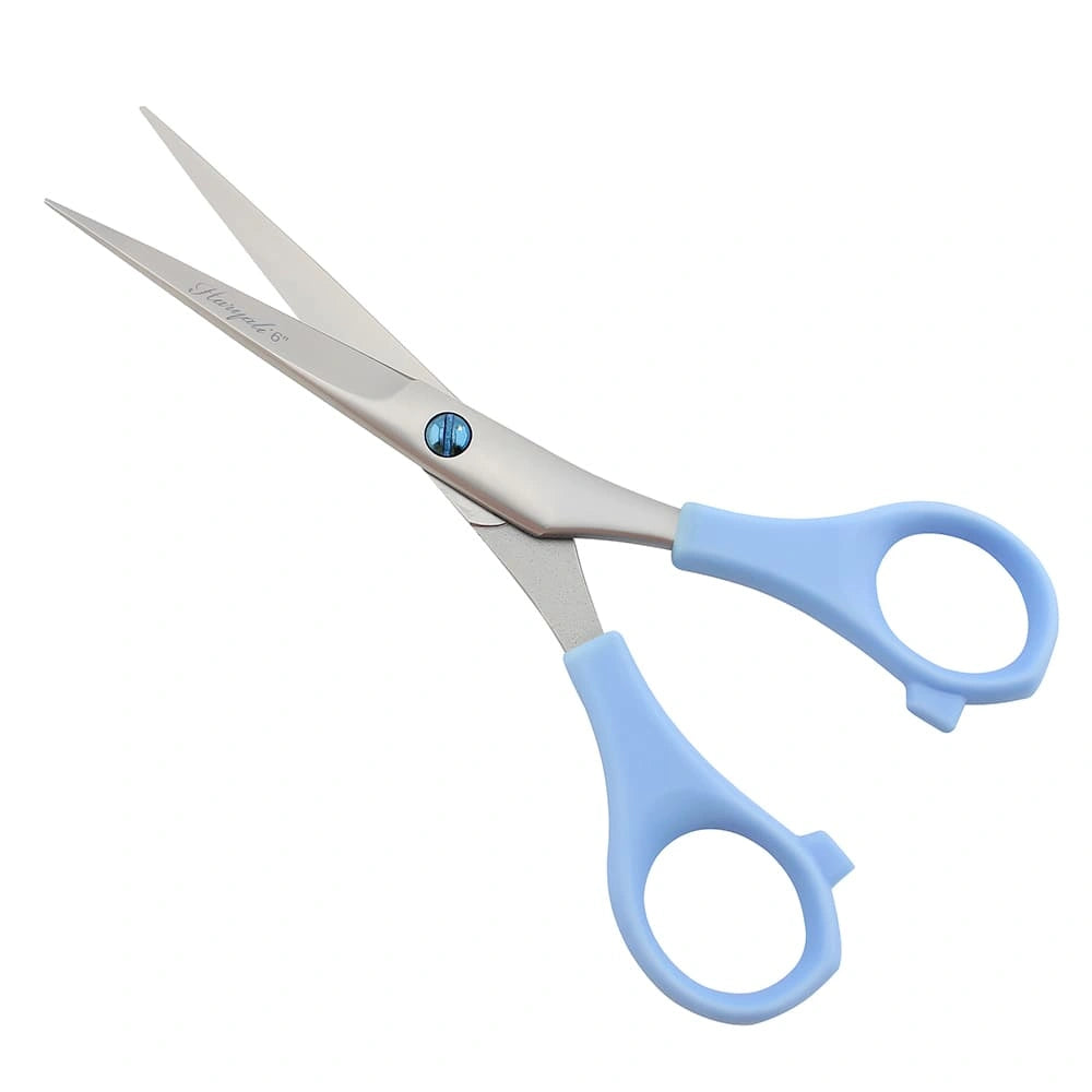 6 Inch Blue Grip Professional Hair Cutting Scissors with Leather Pouch
