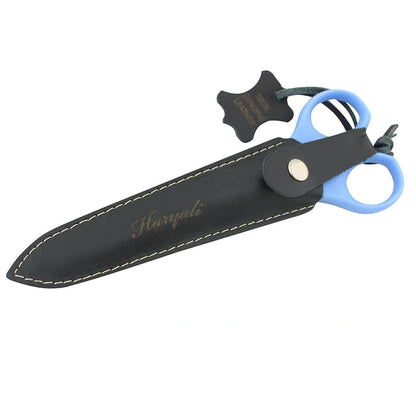 6 Inch Blue Grip Professional Hair Cutting Scissors with Leather Pouch