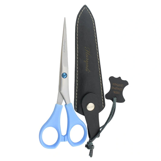6 Inch Blue Grip Professional Hair Cutting Scissors with Leather Pouch
