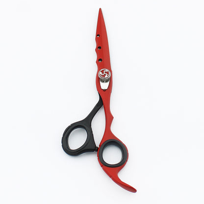6.5” BrushnBlade stainless steel scissors with black and red finish