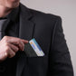 Card Holder in Black Plain and Textured Leather Horizontal