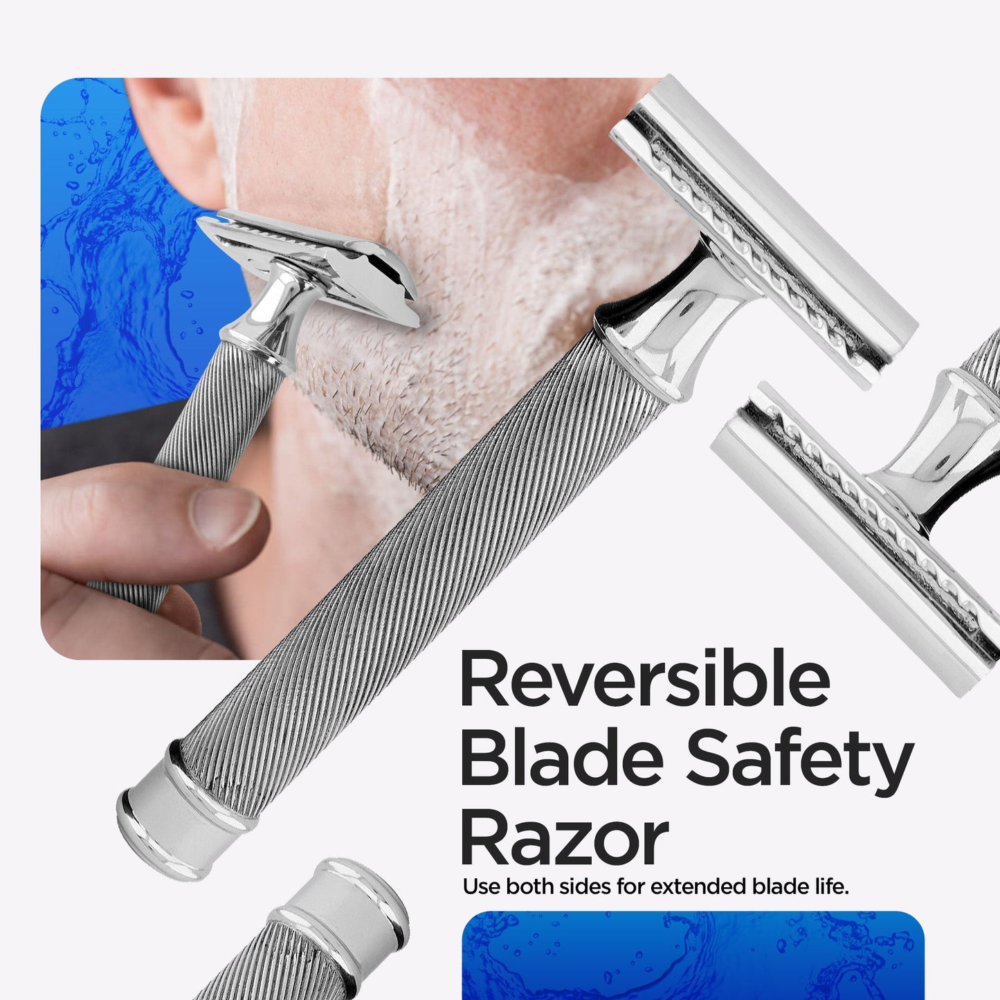Double Edge Razor Stainless Steel Lines - HARYALI LONDON