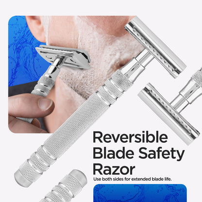 Extended Grip Stainless Steel Double Edge Safety Razor