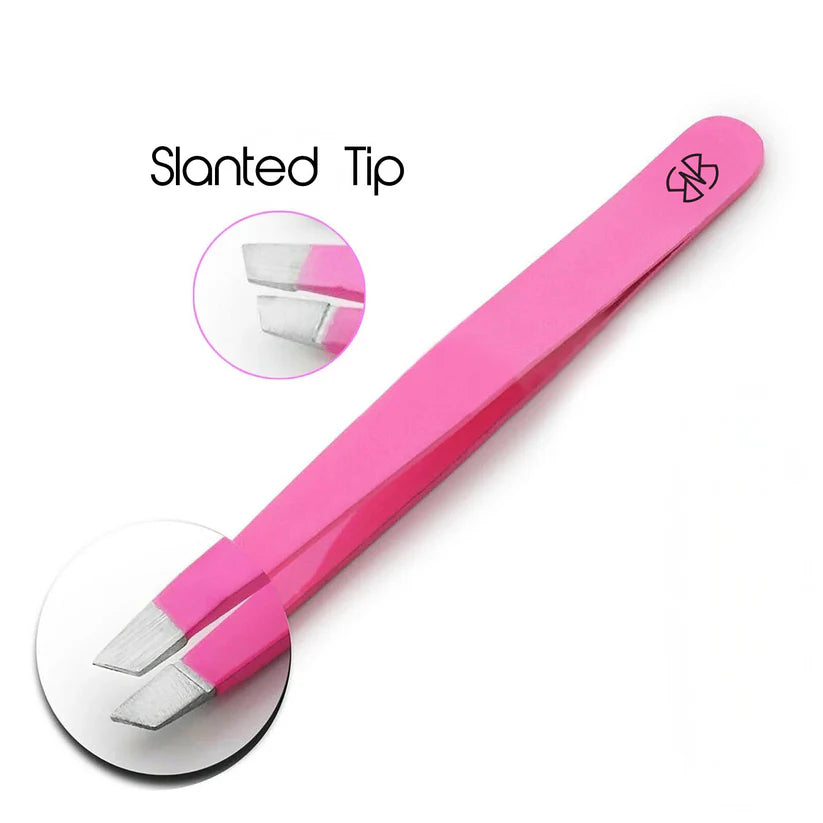 Pink 6-Piece Tweezers Set for Eyebrow and Facial Grooming