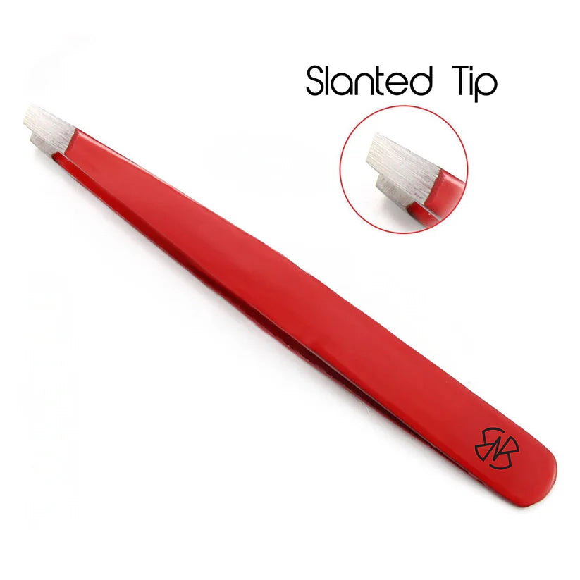 Red 6-Piece Tweezers Set for Precision Grooming