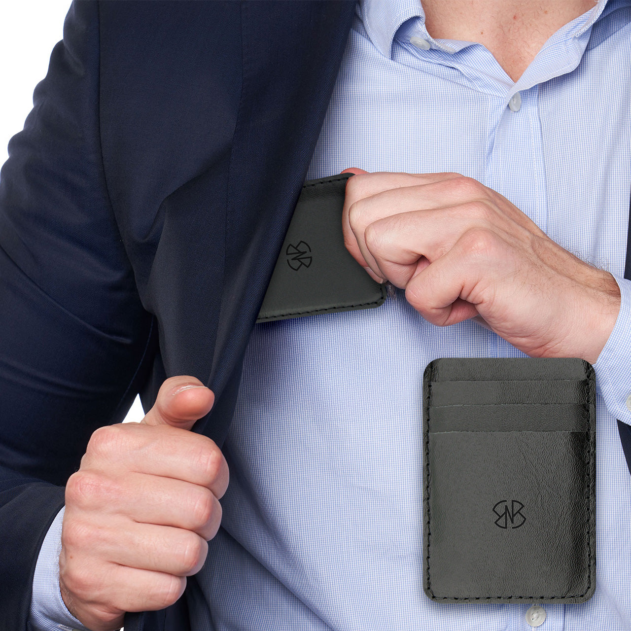 Card Holder Leather in Plain Black and Textured Black