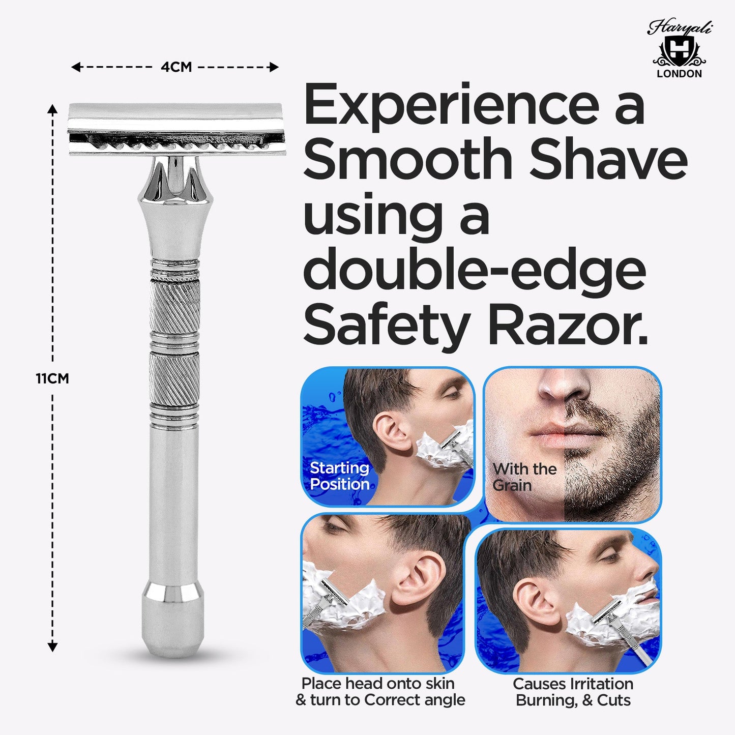 Double Edge Razor Stainless Steel Grip Pad - HARYALI LONDON