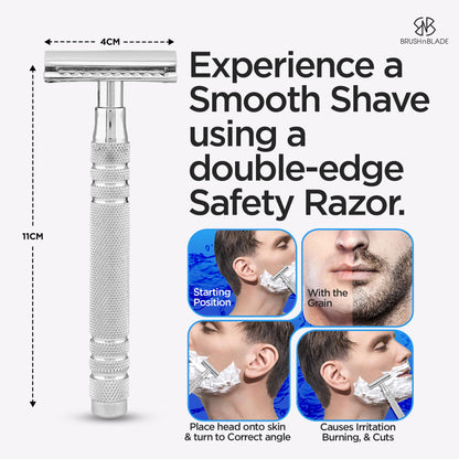 Extended Grip Stainless Steel Double Edge Safety Razor