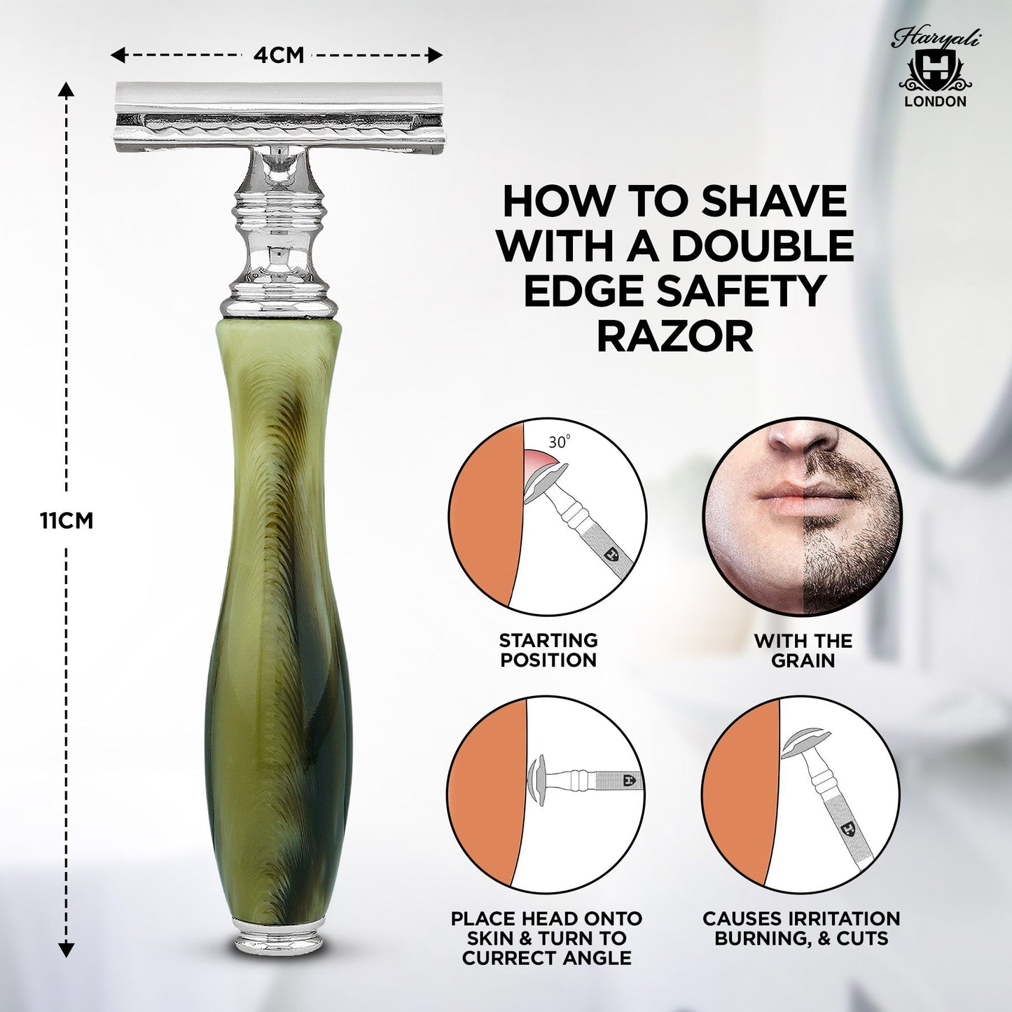 Haryali's Safety Razor - Tortoise Horn Imitation - HARYALI LONDON