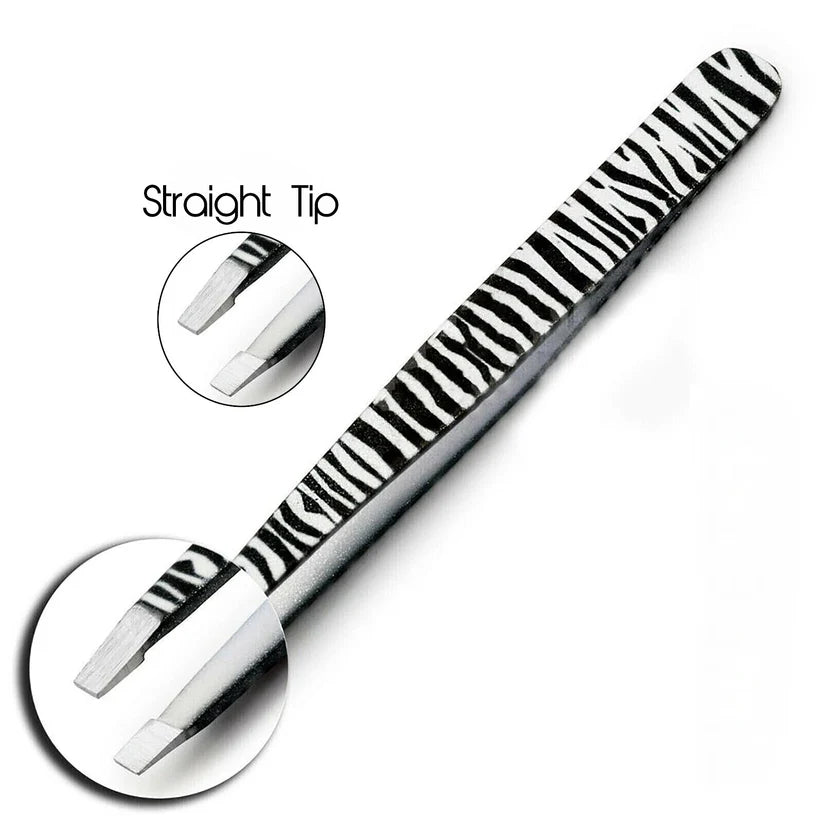 Zebra-Printed 6-Piece Tweezers Set for Expert Hair Removal