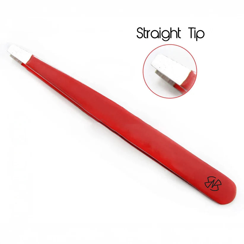 Red 6-Piece Tweezers Set for Precision Grooming