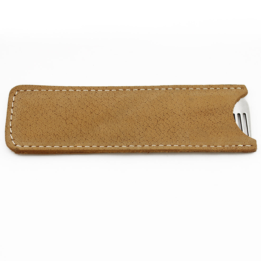Beard Folding Comb with Brown Leather Pouch – stainless steel pocket comb for travel grooming