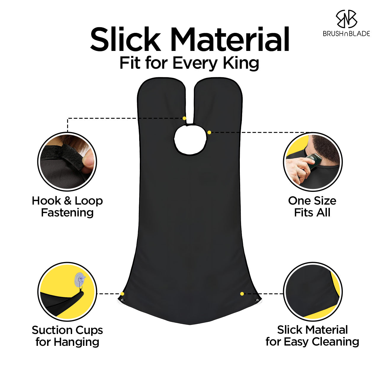 Beard trimming apron with suction grip and mirror use

