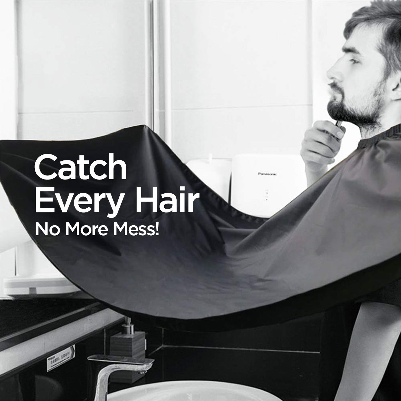 Beard trimming cape with strong mirror suction cups

