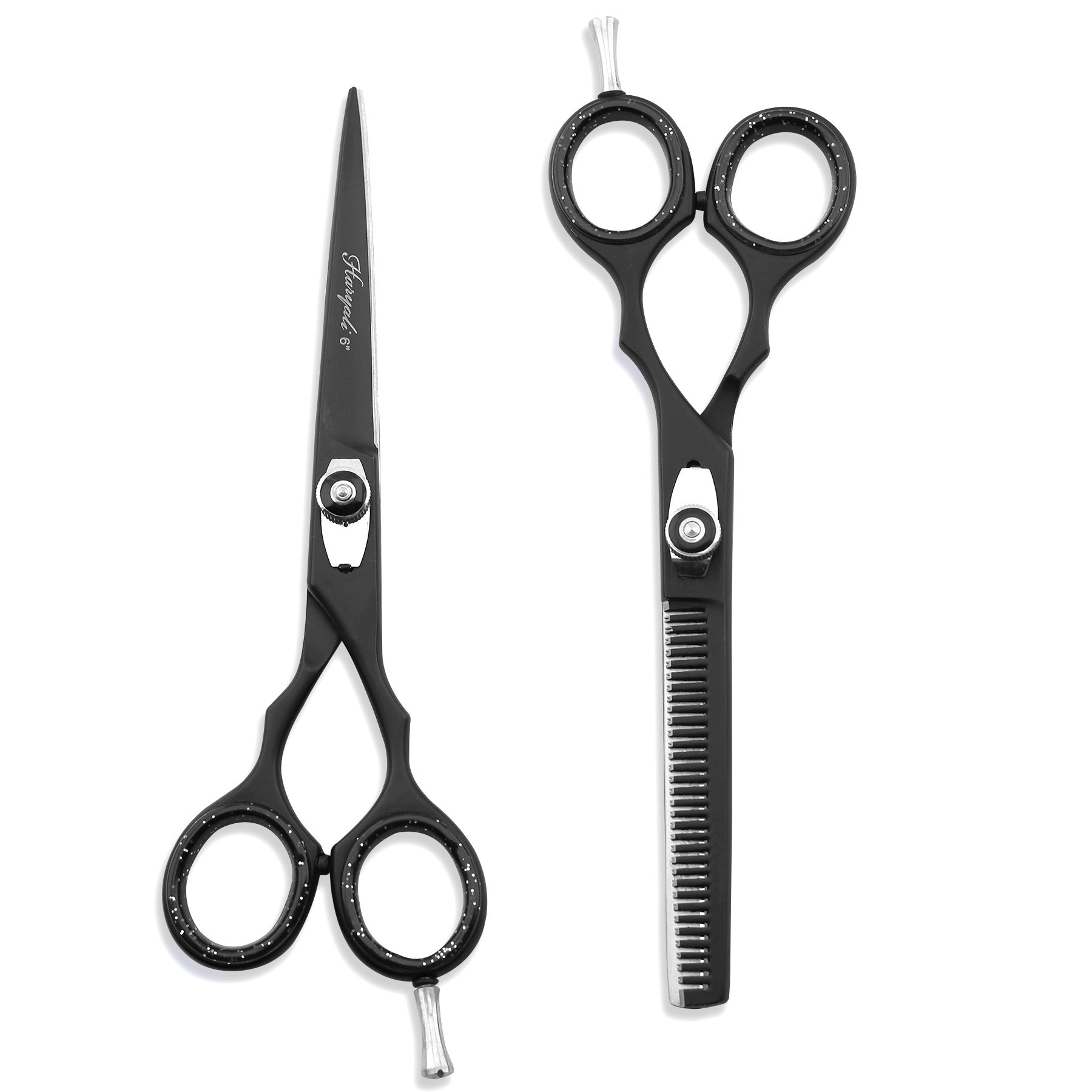 Black 6” Hairdressing Scissors Set with Adjustable Screws