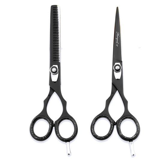 Black 6” Hairdressing Scissors Set with Adjustable Screws at bnb