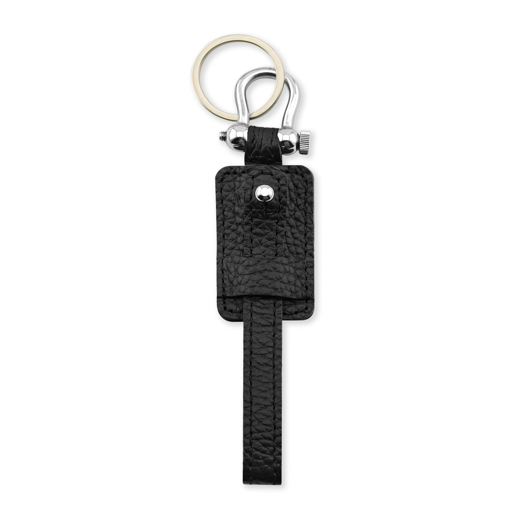 Black Textured Edison Leather Keychain – 100% Genuine
