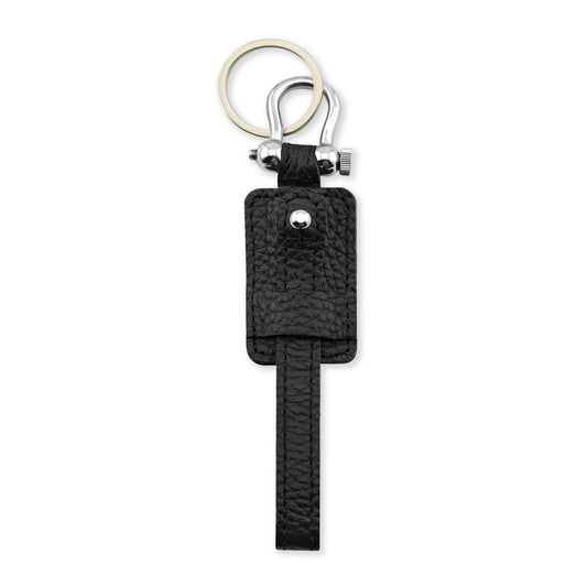 Black Textured Edison Leather Keychain – 100% Genuine