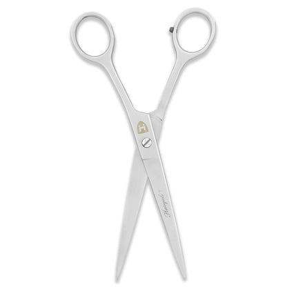 BnB 7-inch silver scissors deliver long, clean cuts with fixed screws and an ergonomic grip. Designed for professionals seeking balance and precision.

