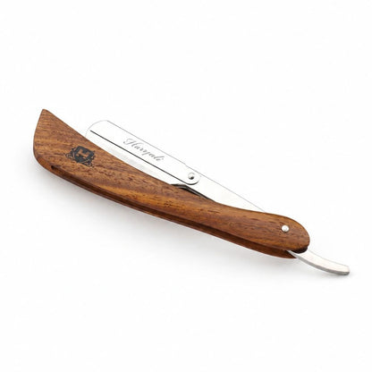 Broad Handle Wooden Brown Cut Throat Razor