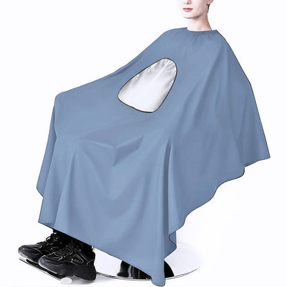 BrushnBlade mobile viewing barber apron with transparent phone window for salons