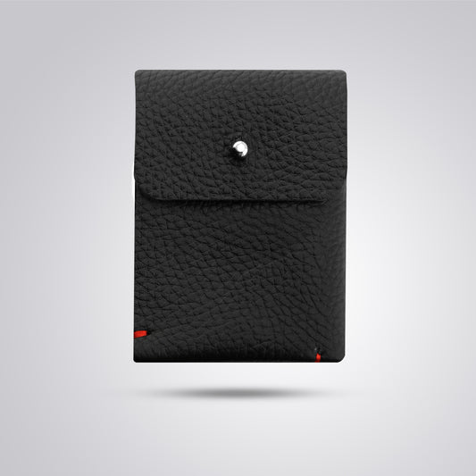 Card Holder Black Textured Leather Slim Wallet
