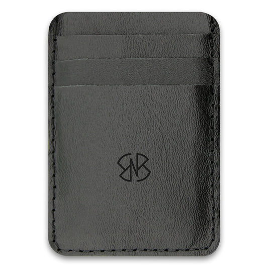 Card Holder Leather in Plain Black and Textured Black